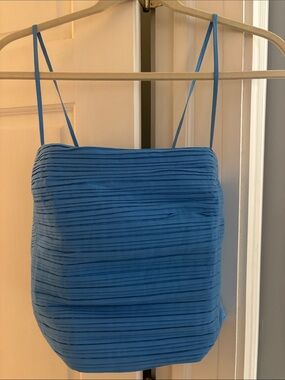 Madewell Blue Pleated Spaghetti Strap Top